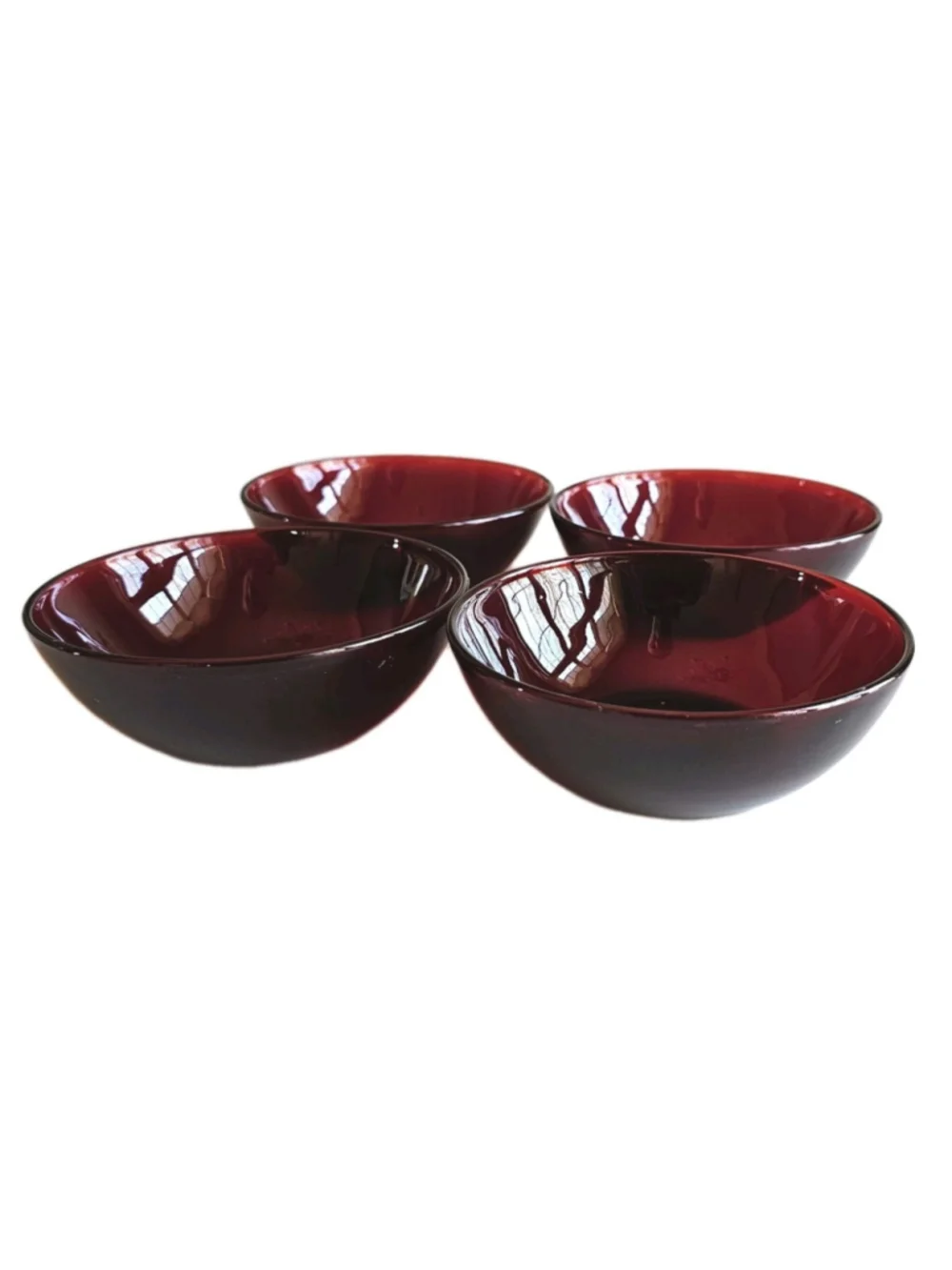 Vintage Anchor Hocking Ruby Red Glass Small Bowls – Set of 4 – 4.5